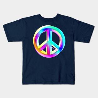 Neon Colored Crossed PEACE signs Kids T-Shirt